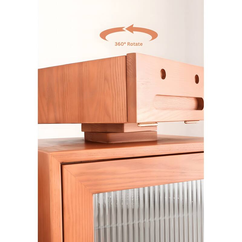 Solid Wood Robot End Table, Accent Wine Cabinet with 2 Drawers