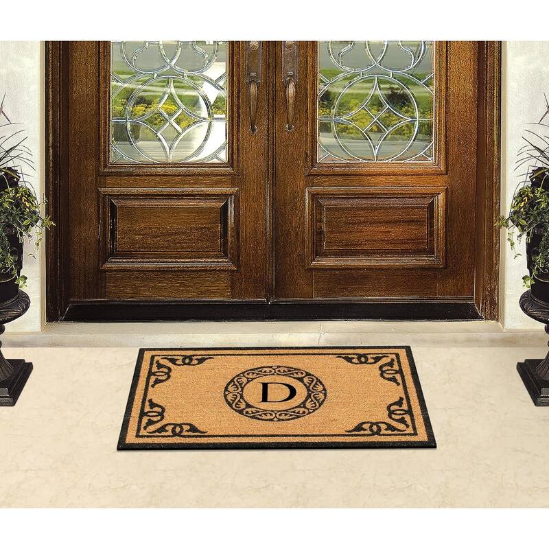 A1HC Natural Coir Monogrammed Anti-Shed Front Doormat 24" x 39"