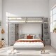 preview thumbnail 10 of 16, Twin Over Full Size Bunk Bed with Shelves and Storage, White Grey
