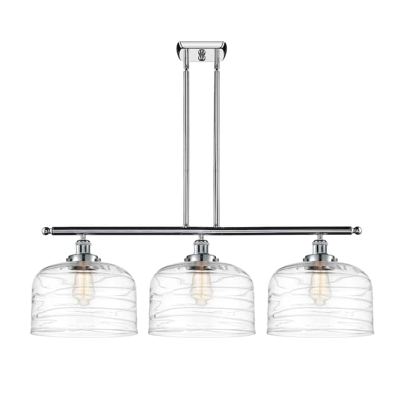 Innovations Lighting Bell - 3 Light 36" Island Light - 12" Shade - Polished Chrome/Clear Deco Swirl