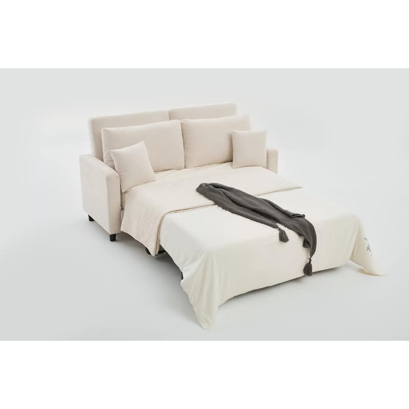 Sleeper Sofa Bed, Pull Out Couch with Mattress, 81.5" 2 Seater Upholstery Sectional Couches, Modern Linen Convertible Sofa