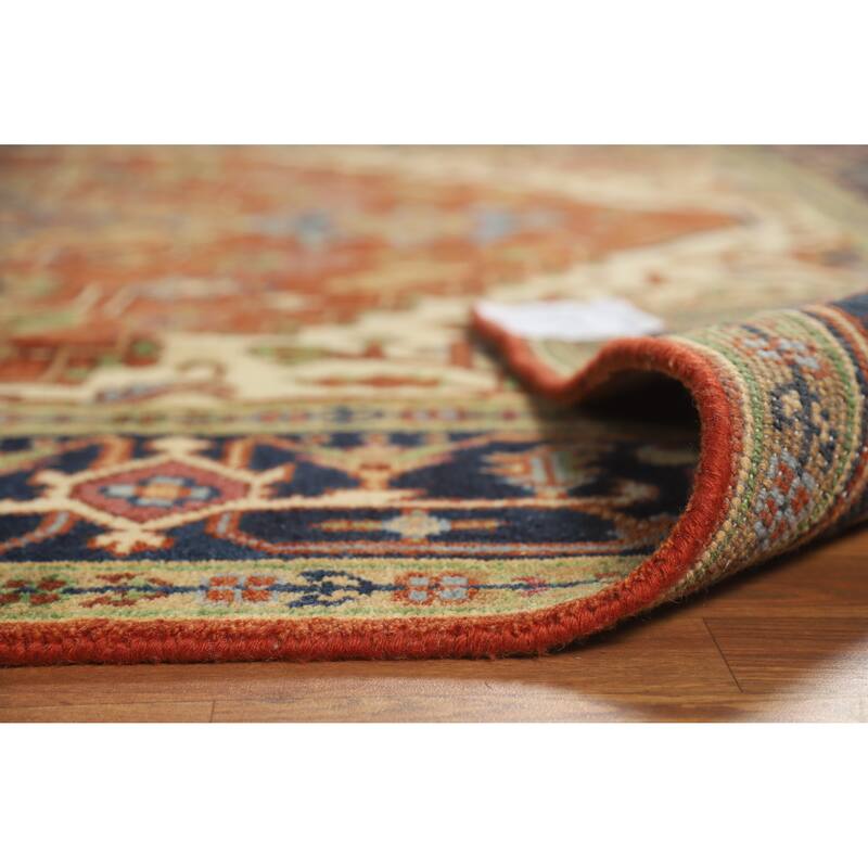 Orange Heriz Serapi Indian Area Rug Handmade Traditional Wool Carpet - 7'10" x 9'10"