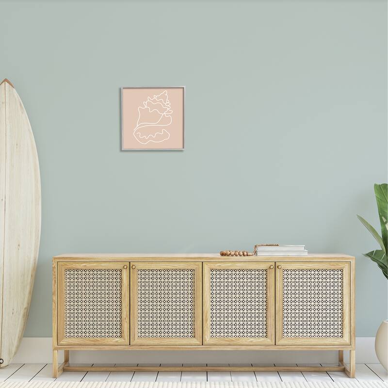 Stupell Conch Shell Line Doodle Minimal Beige Beach Framed Wall Art, Design by Daphne Polselli