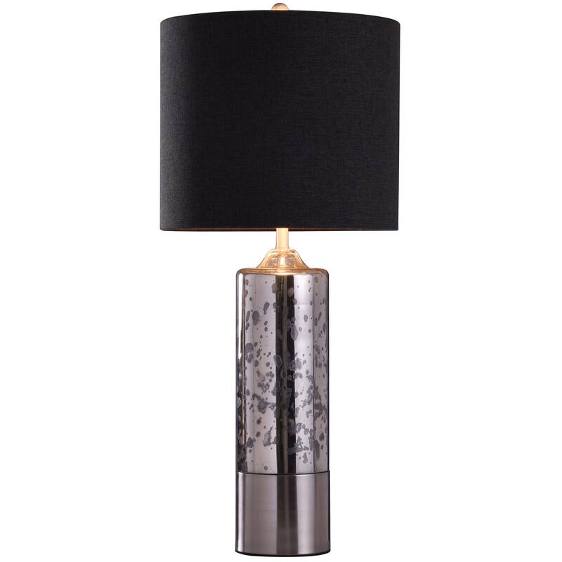 Harp & Finial Marbella Mercury Glass Table Lamp with Black Shade