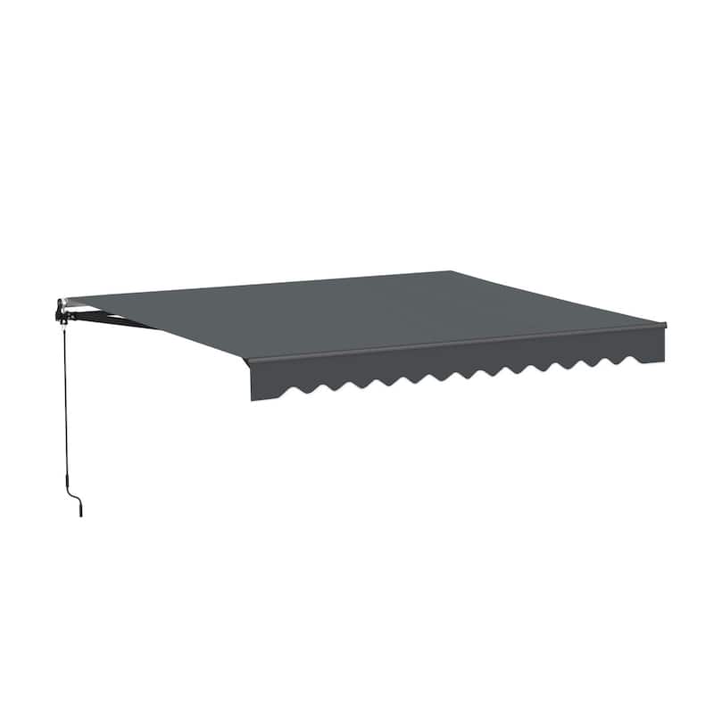 ALEKO Caribbean Manual Retractable Patio Awning - Black Frame - Charcoal Gray - 10 x 8 Feet