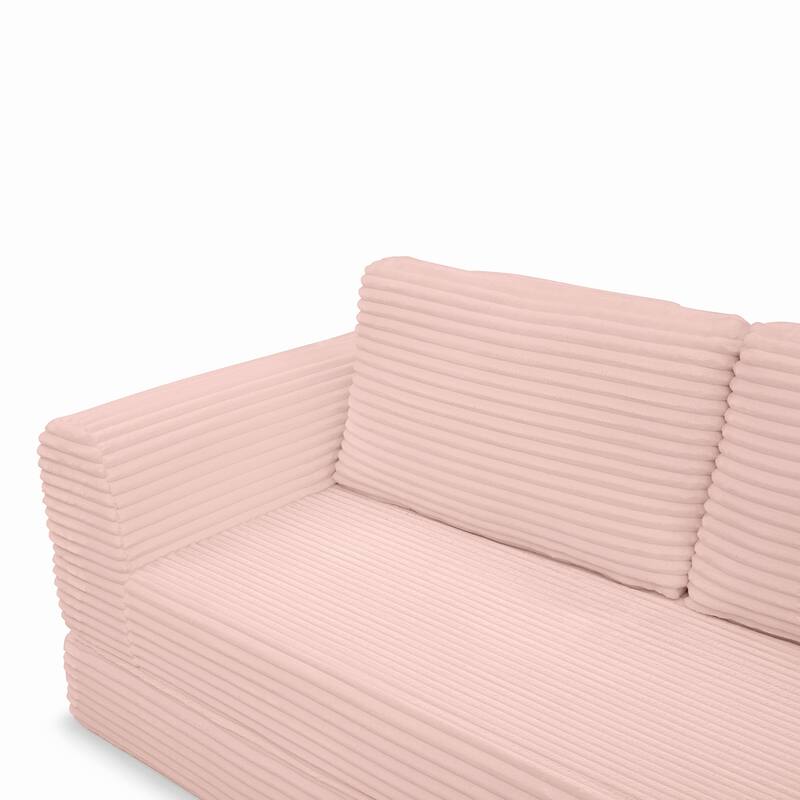 Pink Sofa Bed Sleeper Sofa with 2 Pillows, Upholstered Sofa Couch Loveseat 2-Seater Sofa Couch with Armrests