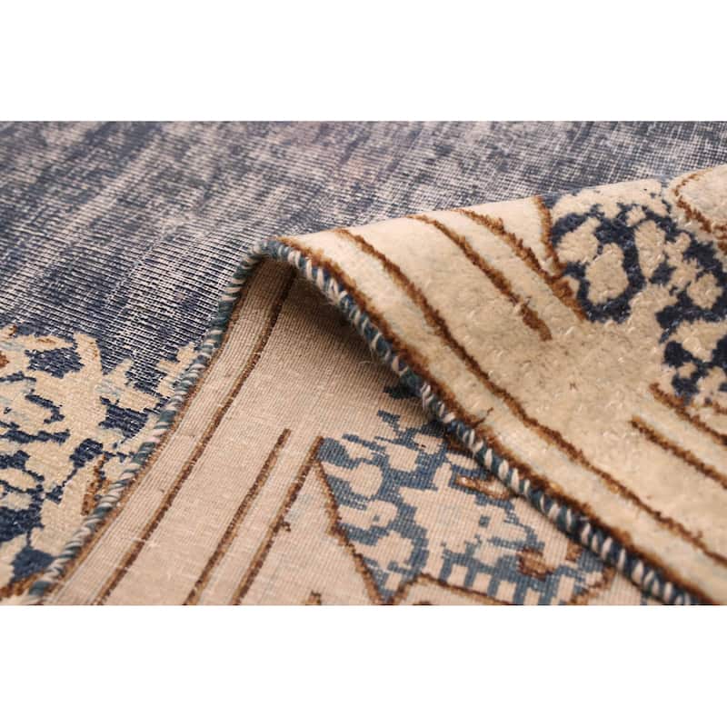 ECARPETGALLERY Hand-knotted Antalya Vintage Navy Wool Rug - 8'9 x 11'11