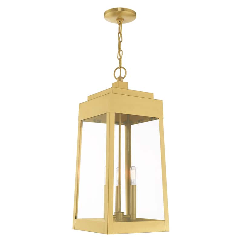 Livex Lighting 3-Light Outdoor Pendant Lantern, 20860 - 10.5"Sq. x 24.5"H - Satin Brass