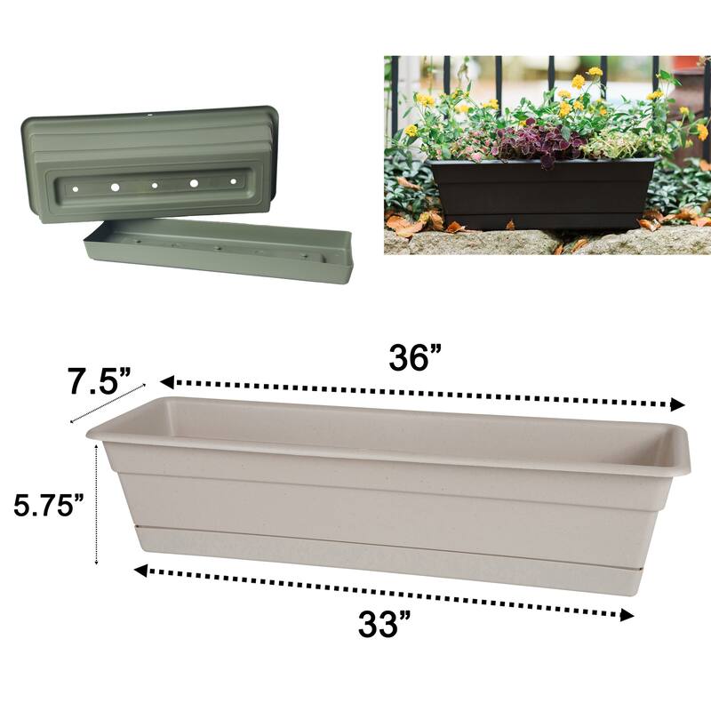 Bloem Dura Cotta Window Box Planter w/Tray 24" Charcoal Gray - 24