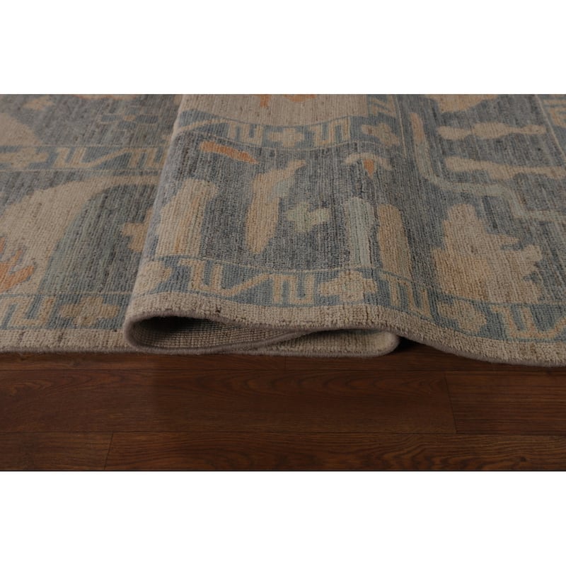 Oushak Turkish Rug Handmade Vegetable Dye Transitional Wool Carpet - 9'2"x 11'8"