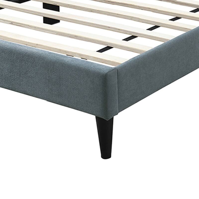 Brushed Linen Fabric Adjustable Headboard Full Bed with Biscuit Tufting Design