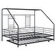preview thumbnail 50 of 78, Metal House Bed with Trundle, Twin/Full Size Daybed Playhouse Bed with Bulit-in Storage Shelves and Metal Grid for Kids Teens