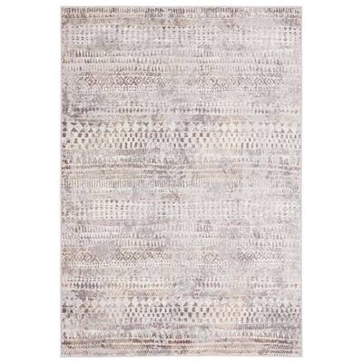 Selma Brown Grey And Ivory Distressed Tribal Rug