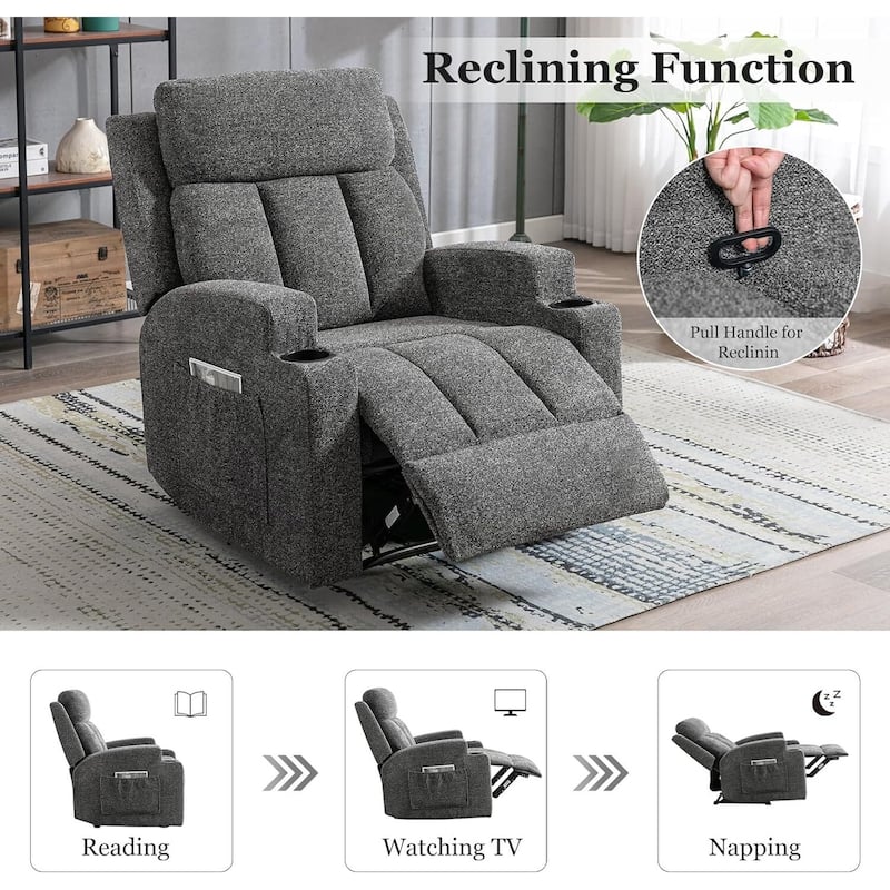 Recliner Sofa for Living Room, Extra Wide Modern Overstuffed 1/2/3 Seat Reclining Manual Sofa Chair