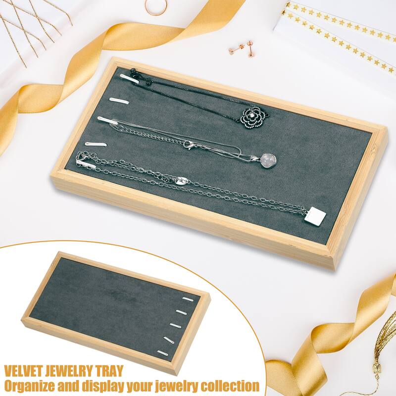 Bamboo Wood Bracelet Tray, Stackable Storage Jewelry Tray Showcase Display Organizer for Bracelets