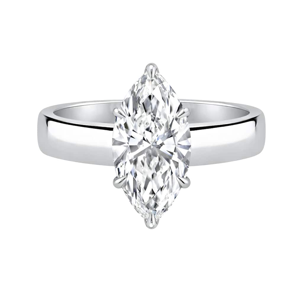 Auriya 14K Gold Marquise Lab Grown Diamond Cigar Band Engagement Ring 1.00 - 5.00ct. tw. (F-G, VS)