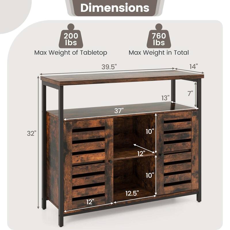 Costway Buffet Cabinet Industrial Sideboard Storage Cabinet with - See Details