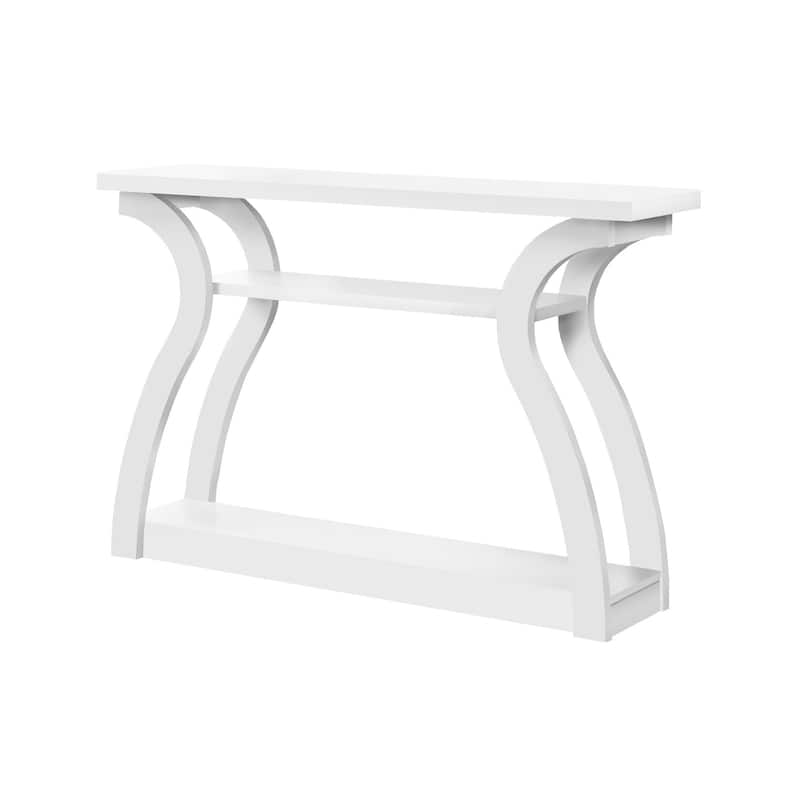 HomeRoots 47" White Floor Shelf Console Table With Shelves - 47.25 in. x 32.00 in. x 11.50 in.