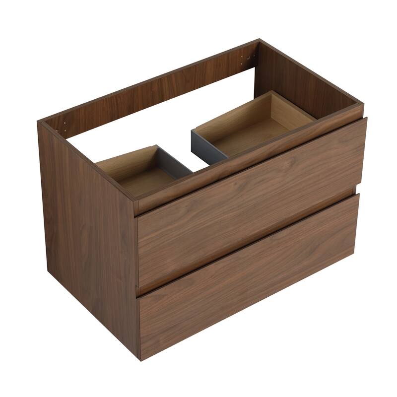 24" Floating Bathroom Vanity Cabinet with 2 Soft-Close Drawers, Wood Grain Design, Eco-Friendly Plywood