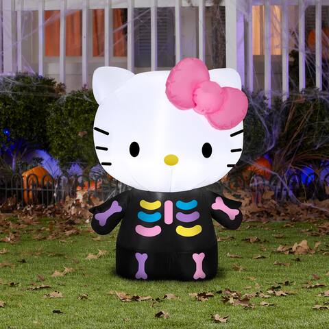 Gemmy Airblown Hello Kitty Neon Skeleton Sanrio, 3 ft Tall, Multi