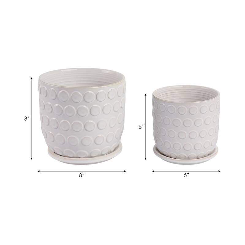 Ceramic Circular Saucer Planters Set of 2 - 6/8 in.