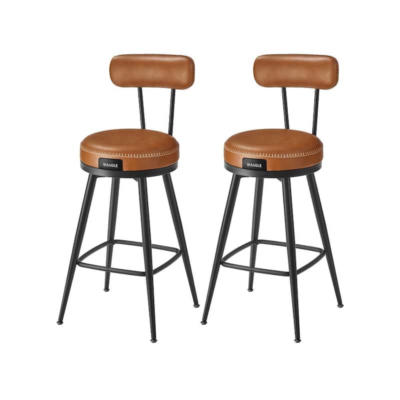 360 Swivel Bar Stools with Backrest and Steel Legs Footrest Perfect for Dining Room Set of 2