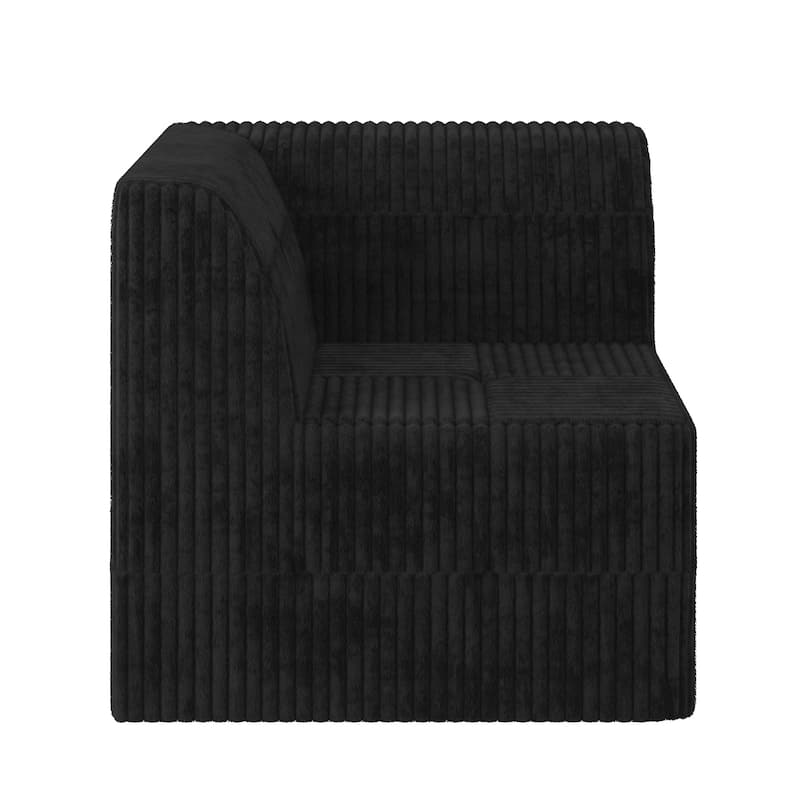 130.32" 7-Seat Modular L-Shaped Sectional Sofa with Sleeper Function, Corduroy Upholstery and No Assembly Required