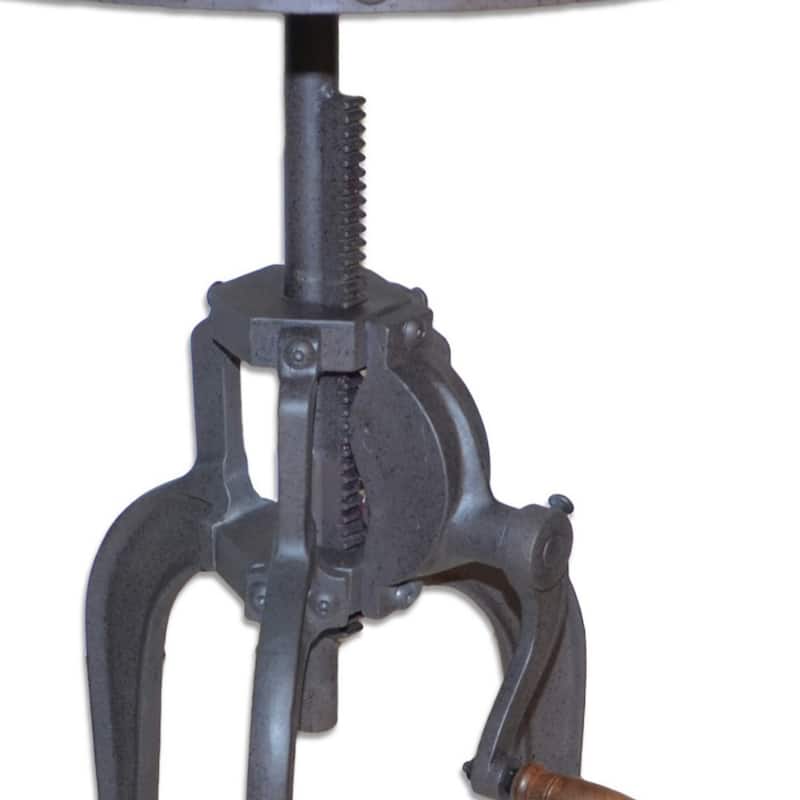 Grey Iron Adjustable Height Industrial End Table with Rustic Rivet Top - 18” x 18” x 19” (D x W x H)