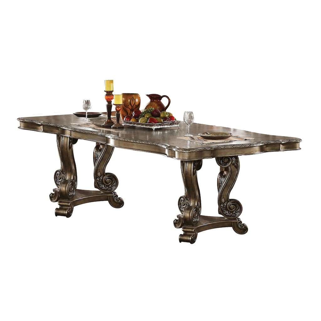Brocke Vintage Oak Extendable Dining Table with Double Pedestal
