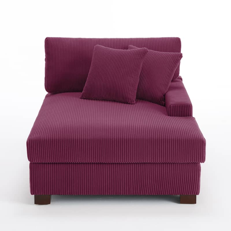 Modern Corduroy Indoor Chaise Lounge Couch with Pillows