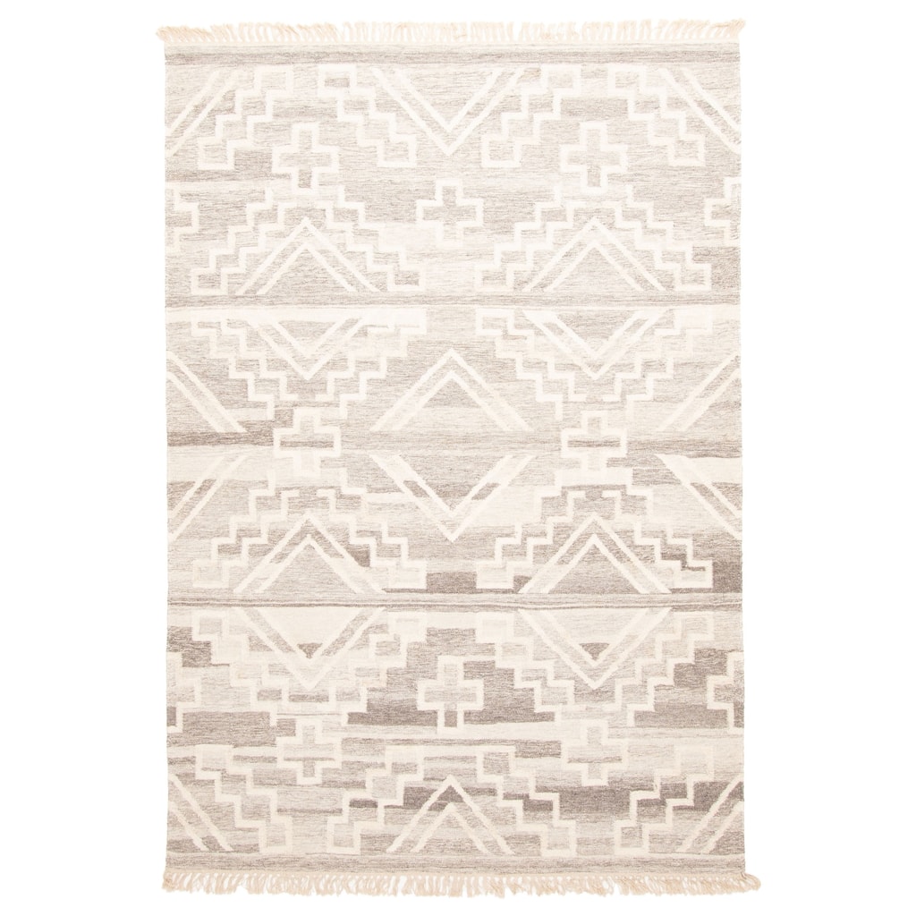 ECARPETGALLERY Flat-Weave Ankara FW Grey Wool Kilim - 5'1 x 7'5