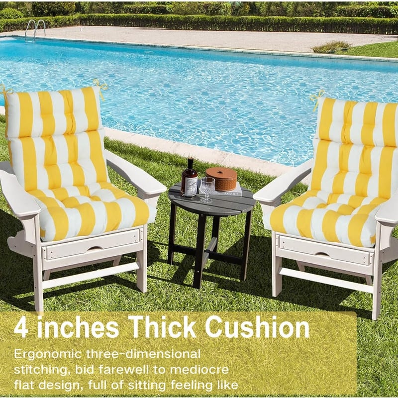 2 Pcs Set High Back Patio Chair Cushions, 44'' x 22''x 4''Tufted Rocking Chair Cushions, for Garden Porch Home Office Chair Use