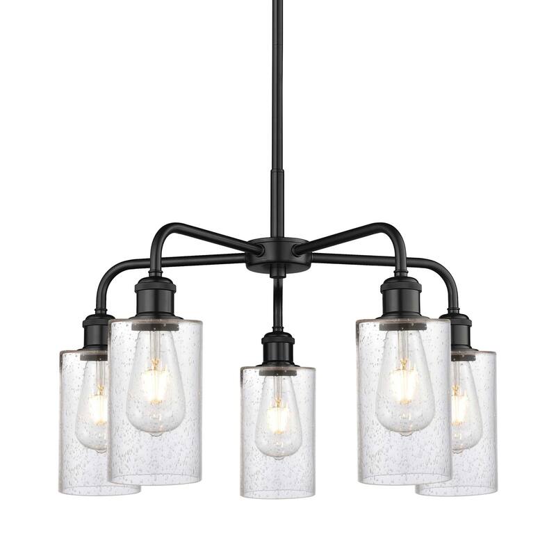 Innovations Lighting 516-5CR-15-22 Clymer Chandelier Clymer 5 Light - Matte Black / Seedy