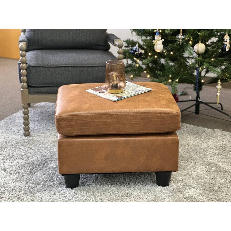 Faux Leather Ottoma,Padded cushion for maximum comfort,Upholstered in rich, breathable faux leather