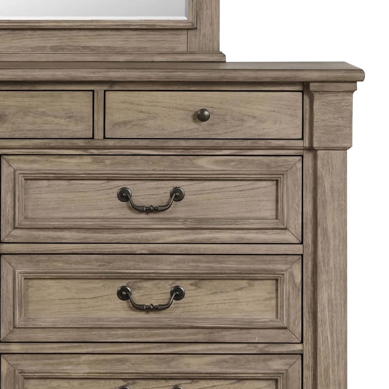 Furniture of America Wacine 2-Piece Weathered Grey Solid Wood Dresser and Mirror Set