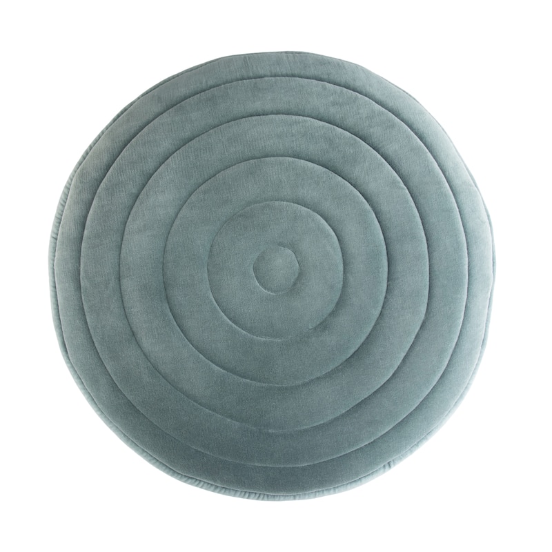 WYNDENHALL Anna Boho Round Pouf in Velvet Fabric