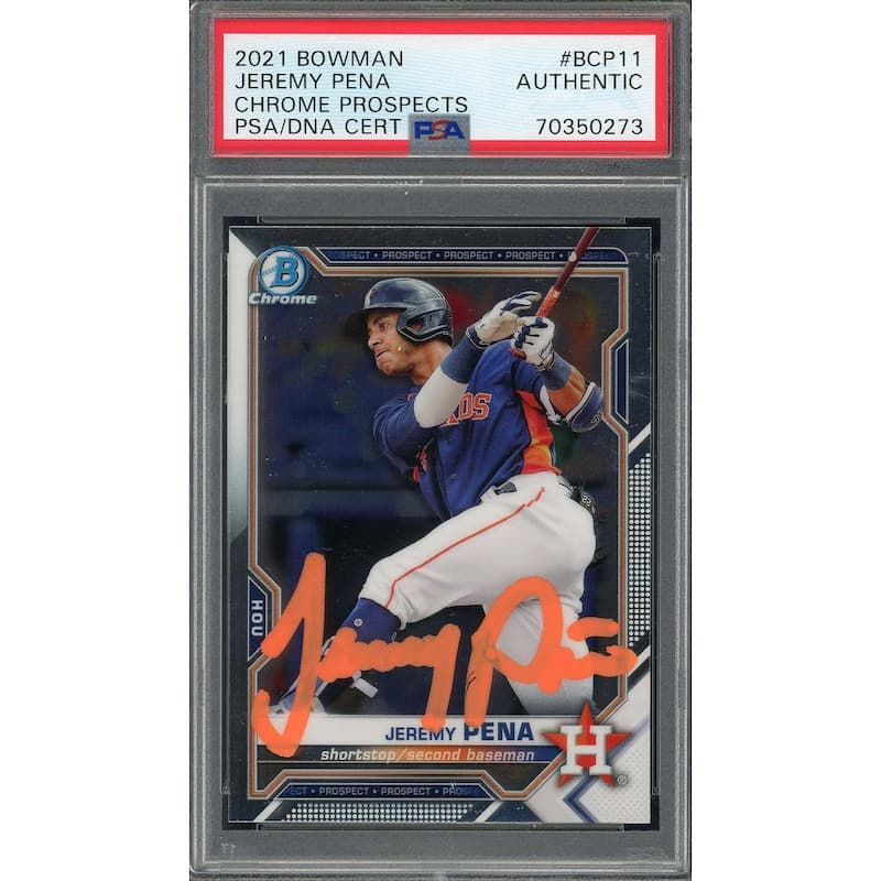 Jeremy Pena 2021 Bowman Chrome Signed Rookie Card #BCP11 Auto PSA 70350273 - 8'6" x 11'6"