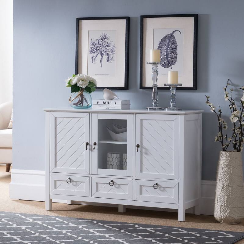 3 Drawers White Console Table