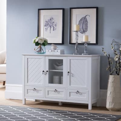 3 Drawers White Console Table