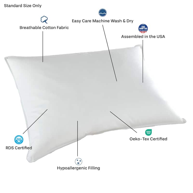 Downlite Soft Down Stomach Sleeper Pillow - White