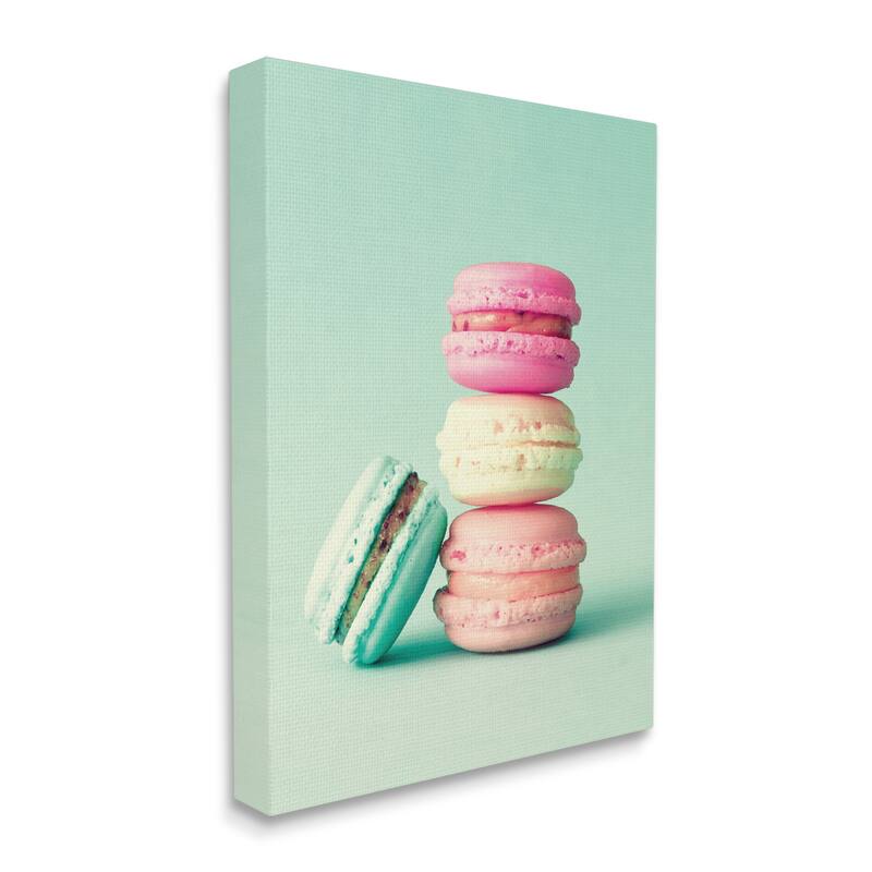 Stupell Pastel Macaron Cookie Dessert Turquoise Background Canvas Wall Art