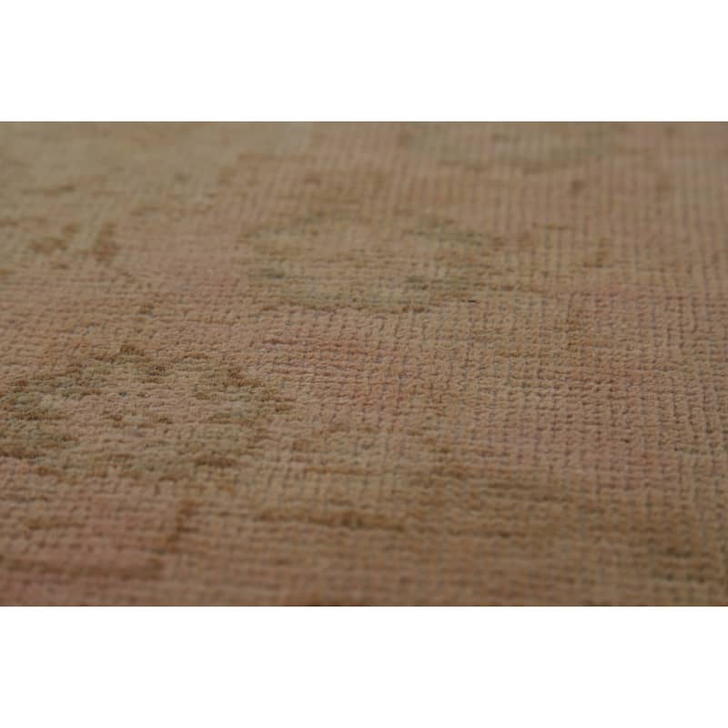 Pink & Gold Beige Tabriz Persian Vintage Rug Handmade Wool Carpet - 10'0" x 13'0"