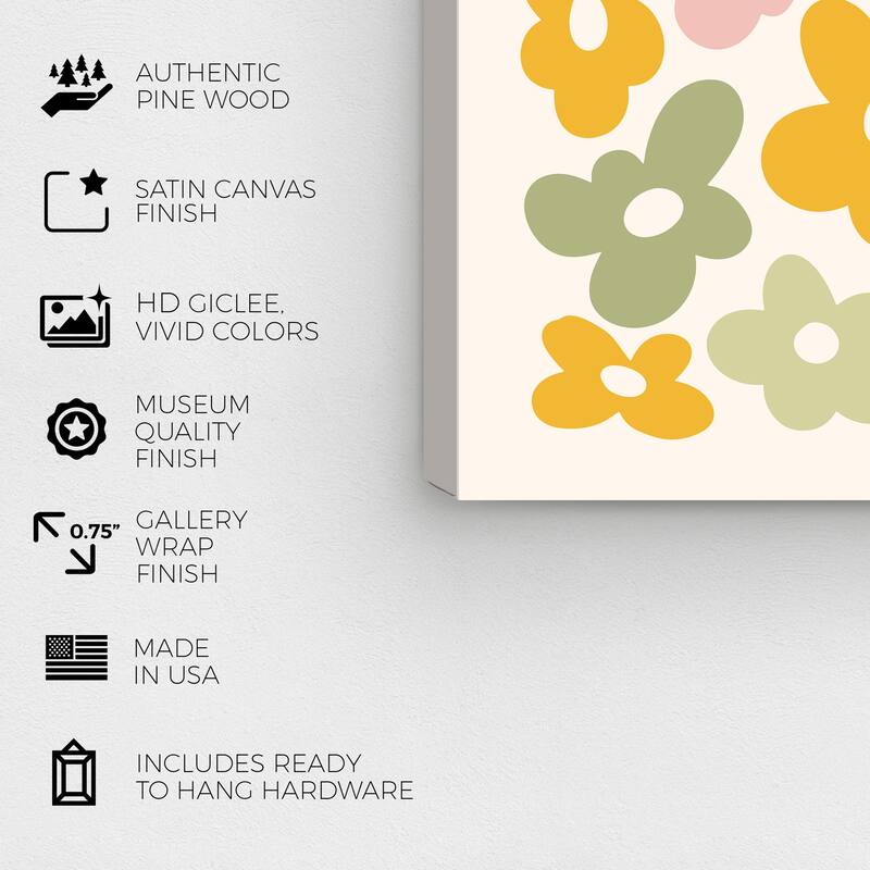 Wynwood Studio Canvas Floral and Botanical Little Flowers Together Green Modern & Contemporary Wall Art Canvas Print