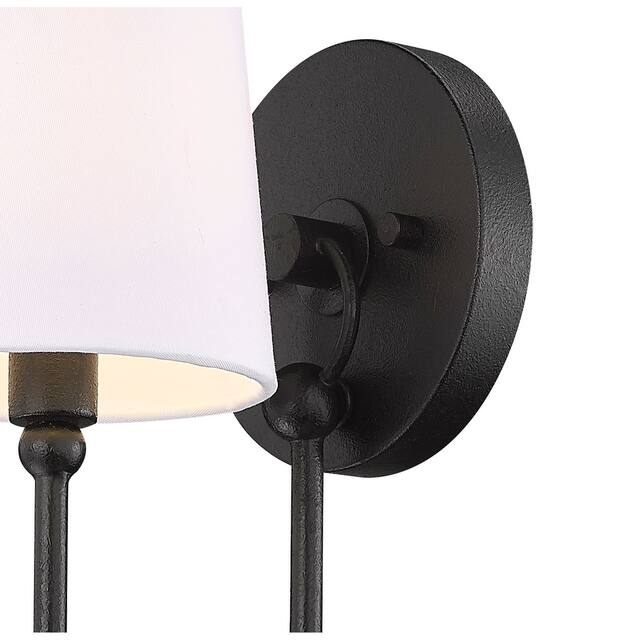 Simple Rustic 1-Light Black Wall Sconce with Shade