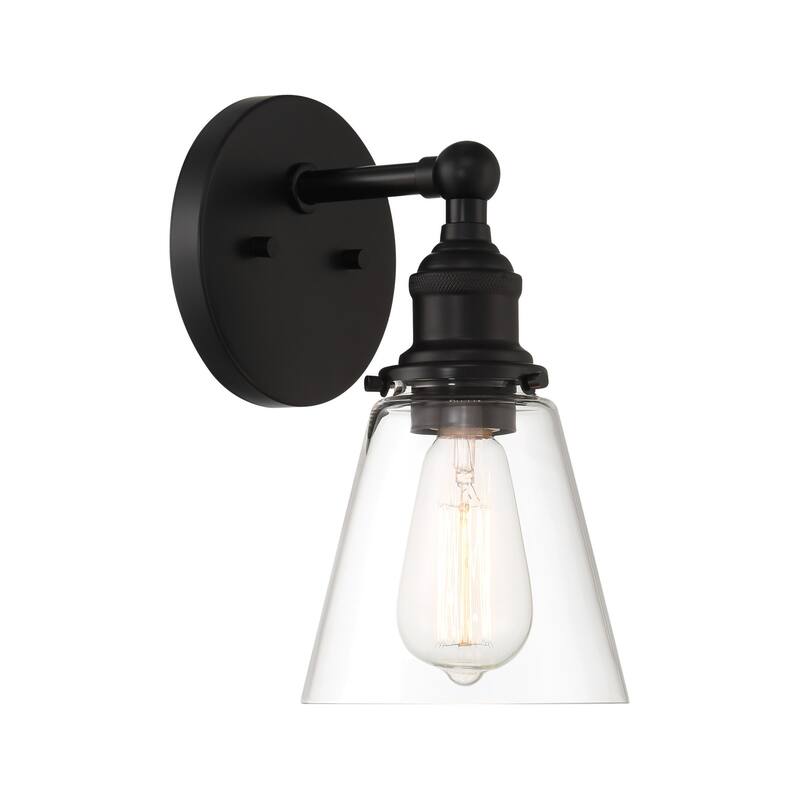 Minka Lavery 5681 Barwell 12" Tall Wall Sconce with Clear Glass Shade - Coal