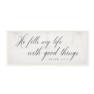 Stupell He Fills My Life Phrase Elegant Faith Typography Wood Wall Art ...