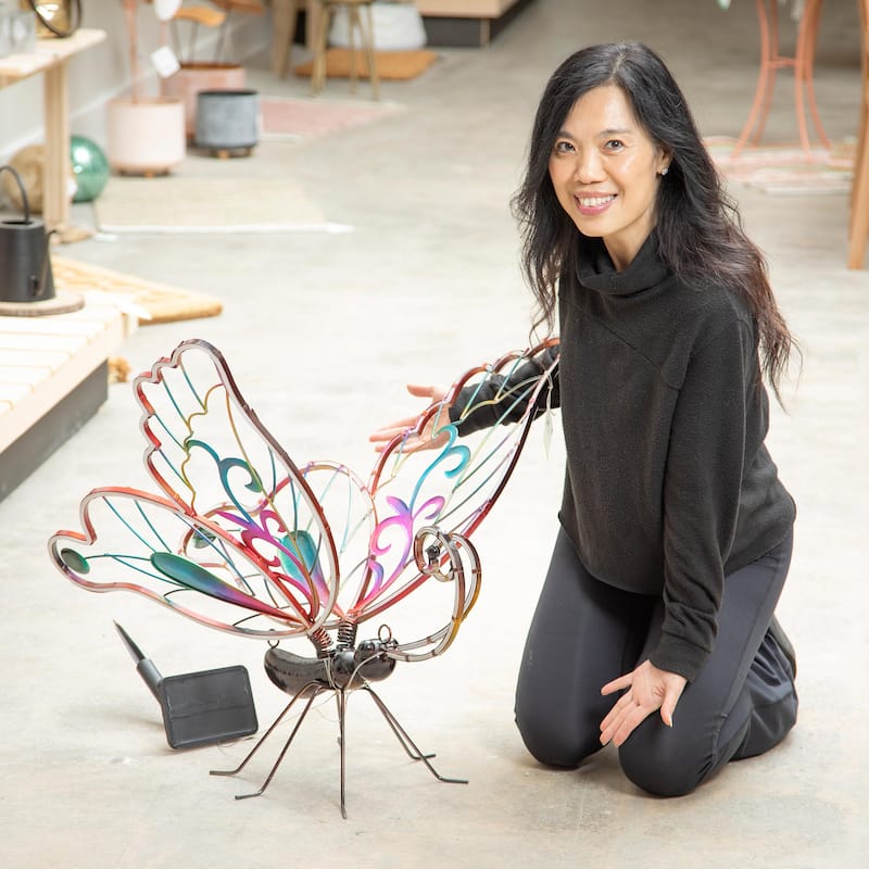 28 in. Solar Neon Metal Butterfly