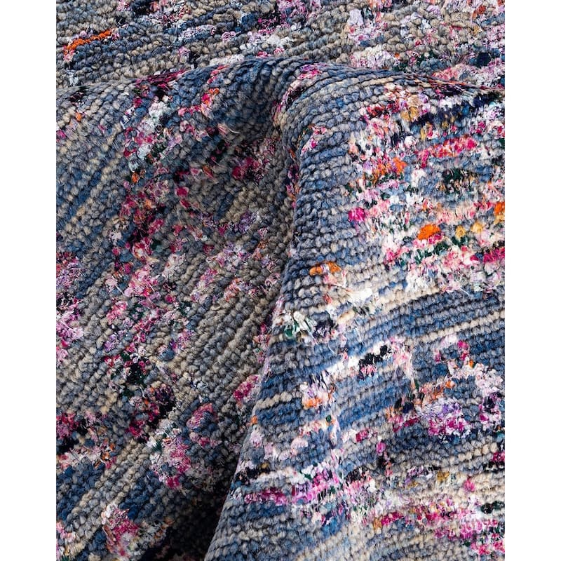 Modern One-of-a-Kind Handmade Area Rug - Blue, 7' 10" x 9' 10" - 7' 10" x 9' 10"
