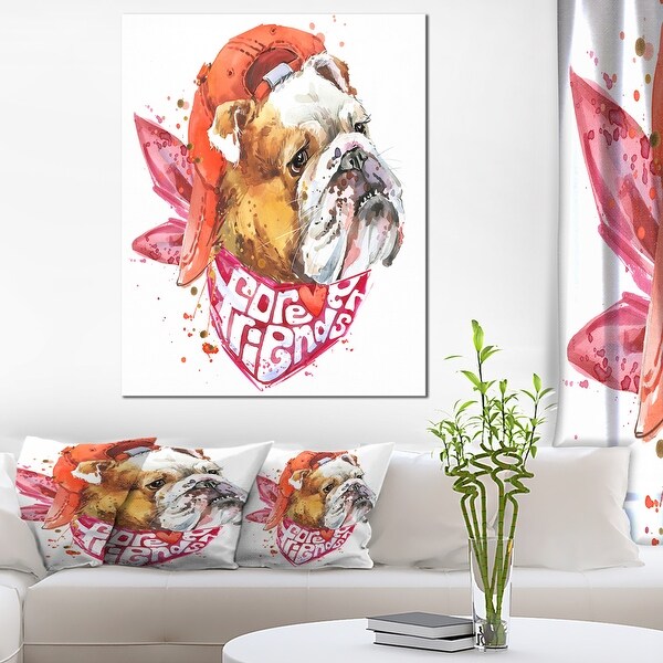 Designart 'Forever Friends Funny Dog' Animal Canvas Wall Art