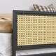 preview thumbnail 15 of 16, Black+Natural Full Size Metal Loft Bed with Rectangular Desk, LED lights, Storage Shelves and Hanging Storage Compartments
